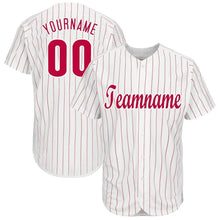 Load image into Gallery viewer, Custom White Red Strip Red-White Baseball Jersey