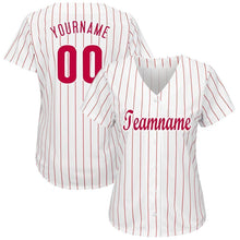 Load image into Gallery viewer, Custom White Red Strip Red-White Baseball Jersey