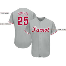 Load image into Gallery viewer, Custom Gray Red-White Baseball Jersey