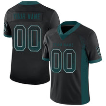 Load image into Gallery viewer, Custom Black Midnight Green-Gray Mesh Drift Fashion Football Jersey