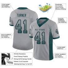 Load image into Gallery viewer, Custom Light Gray Midnight Green-Black Mesh Drift Fashion Football Jersey