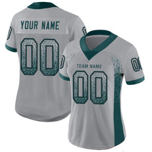 Load image into Gallery viewer, Custom Light Gray Midnight Green-Black Mesh Drift Fashion Football Jersey