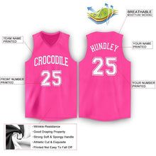 Load image into Gallery viewer, Custom Pink White V-Neck Basketball Jersey