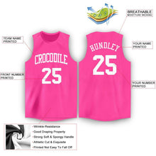 Load image into Gallery viewer, Custom Pink White Round Neck Basketball Jersey