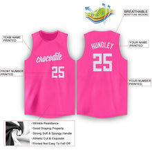 Load image into Gallery viewer, Custom Pink White Round Neck Basketball Jersey