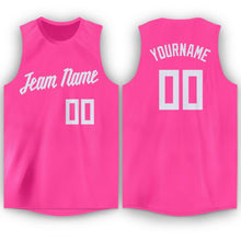 Load image into Gallery viewer, Custom Pink White Round Neck Basketball Jersey