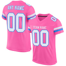 Load image into Gallery viewer, Custom Pink White-Powder Blue Mesh Authentic Football Jersey