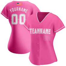 Load image into Gallery viewer, Custom Pink White Authentic American Flag Fashion Baseball Jersey
