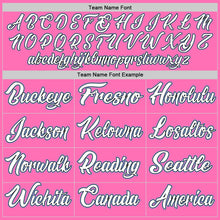 Load image into Gallery viewer, Custom Pink White-Light Blue Authentic Throwback Rib-Knit Baseball Jersey Shirt