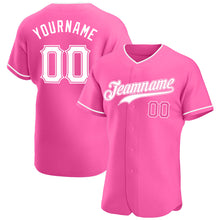 Load image into Gallery viewer, Custom Pink White Authentic Baseball Jersey