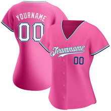 Load image into Gallery viewer, Custom Pink White-Navy Authentic Baseball Jersey