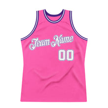 Load image into Gallery viewer, Custom Pink White-Purple Authentic Throwback Basketball Jersey