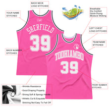 Load image into Gallery viewer, Custom Pink White-Black Authentic Throwback Basketball Jersey