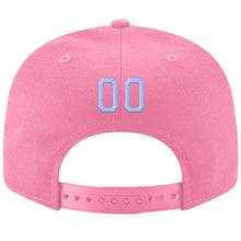 Load image into Gallery viewer, Custom Pink Light Blue-White Stitched Adjustable Snapback Hat