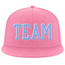 Load image into Gallery viewer, Custom Pink Light Blue-White Stitched Adjustable Snapback Hat