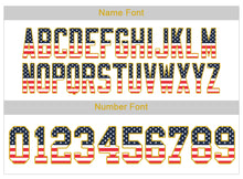 Load image into Gallery viewer, Custom Lights Out Black Gold-Navy USA Flag Fashion Football Jersey