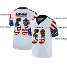Load image into Gallery viewer, Custom White Black-Gold USA Flag Fashion Football Jersey