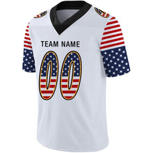 Load image into Gallery viewer, Custom White Black-Gold USA Flag Fashion Football Jersey