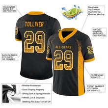 Load image into Gallery viewer, Custom Black Gold-White Mesh Drift Fashion Football Jersey