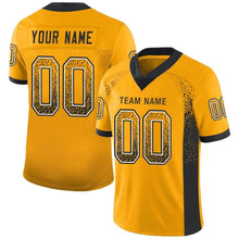 Load image into Gallery viewer, Custom Gold Black-White Mesh Drift Fashion Football Jersey