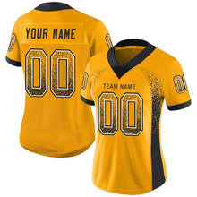 Load image into Gallery viewer, Custom Gold Black-White Mesh Drift Fashion Football Jersey