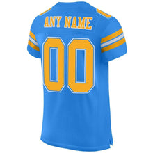 Load image into Gallery viewer, Custom Powder Blue Gold-White Mesh Authentic Football Jersey