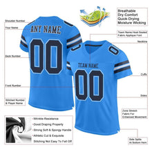 Load image into Gallery viewer, Custom Powder Blue Navy-White Mesh Authentic Football Jersey