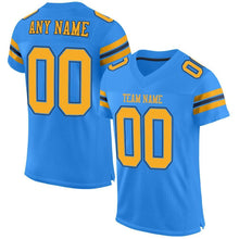 Load image into Gallery viewer, Custom Powder Blue Gold-Navy Mesh Authentic Football Jersey