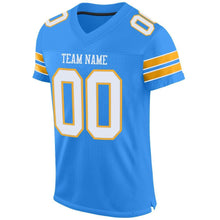 Load image into Gallery viewer, Custom Powder Blue White-Gold Mesh Authentic Football Jersey