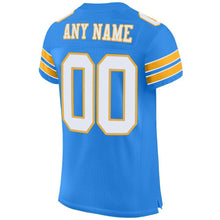 Load image into Gallery viewer, Custom Powder Blue White-Gold Mesh Authentic Football Jersey