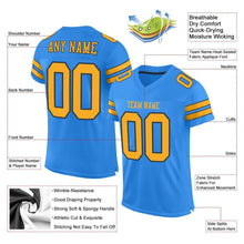 Load image into Gallery viewer, Custom Powder Blue Gold-Navy Mesh Authentic Football Jersey