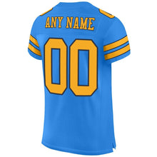 Load image into Gallery viewer, Custom Powder Blue Gold-Navy Mesh Authentic Football Jersey