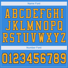 Load image into Gallery viewer, Custom Powder Blue Gold-Navy Mesh Authentic Football Jersey