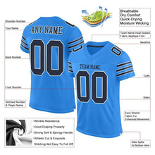 Load image into Gallery viewer, Custom Powder Blue Navy-White Mesh Authentic Football Jersey