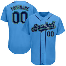 Load image into Gallery viewer, Custom Powder Blue Navy-Aqua Authentic Baseball Jersey
