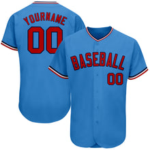 Load image into Gallery viewer, Custom Powder Blue Red-Navy Authentic Baseball Jersey