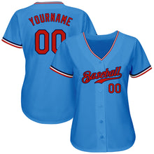 Load image into Gallery viewer, Custom Powder Blue Red-Navy Authentic Baseball Jersey