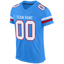 Load image into Gallery viewer, Custom Powder Blue White-Red Mesh Authentic Football Jersey
