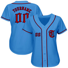 Load image into Gallery viewer, Custom Powder Blue Red-Navy Authentic Baseball Jersey