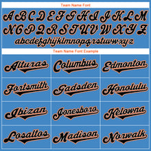 Load image into Gallery viewer, Custom Powder Blue Black-Orange Authentic Throwback Rib-Knit Baseball Jersey Shirt