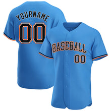 Load image into Gallery viewer, Custom Powder Blue Black-Orange Authentic Baseball Jersey