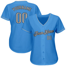 Load image into Gallery viewer, Custom Powder Blue Gray-Dark Gray Authentic Baseball Jersey
