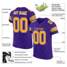 Load image into Gallery viewer, Custom Purple Gold-White Mesh Authentic Football Jersey