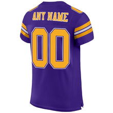 Load image into Gallery viewer, Custom Purple Gold-White Mesh Authentic Football Jersey
