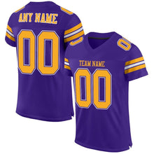 Load image into Gallery viewer, Custom Purple Gold-White Mesh Authentic Football Jersey