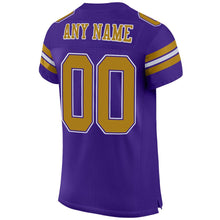 Load image into Gallery viewer, Custom Purple Old Gold-White Mesh Authentic Football Jersey