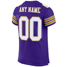 Load image into Gallery viewer, Custom Purple White-Old Gold Mesh Authentic Football Jersey