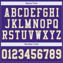 Load image into Gallery viewer, Custom Purple White-Old Gold Mesh Authentic Football Jersey