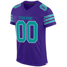 Load image into Gallery viewer, Custom Purple Aqua-White Mesh Authentic Football Jersey
