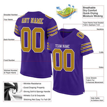 Load image into Gallery viewer, Custom Purple Old Gold-White Mesh Authentic Football Jersey